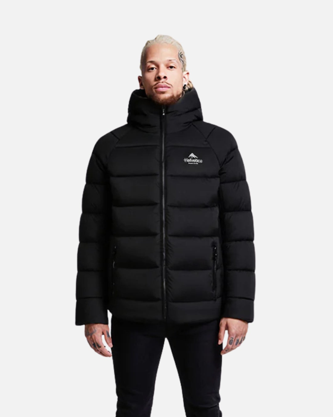 Helvetica Sniper down jacket with integrated balaclava - Black