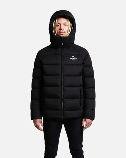 Helvetica Sniper down jacket with integrated balaclava - Black