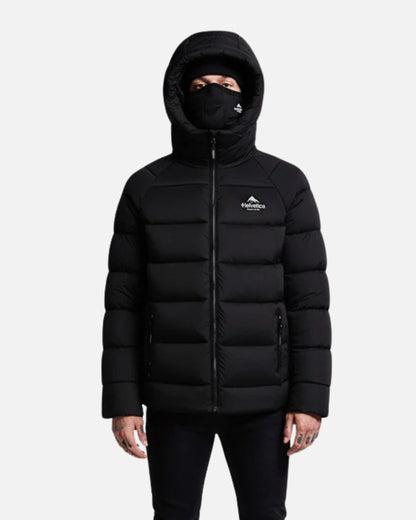 Helvetica Sniper down jacket with integrated balaclava - Black