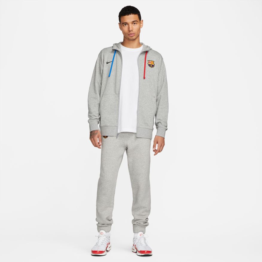 FC Barcelona Hooded Jacket - Grey/Blue/Red