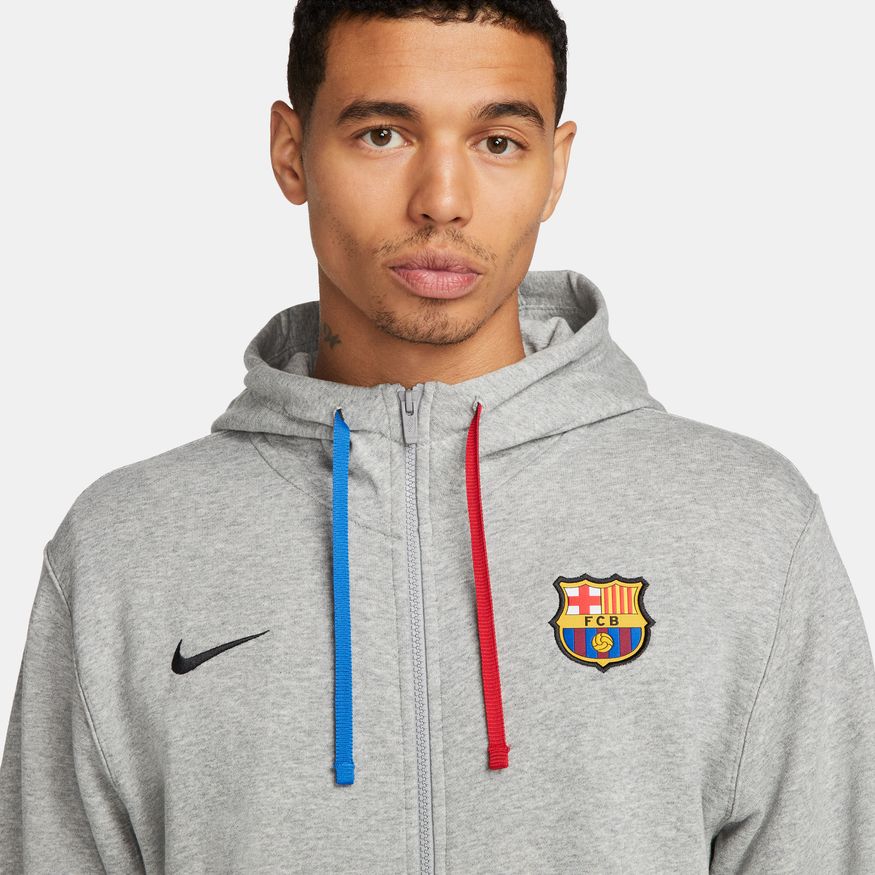 FC Barcelona Hooded Jacket - Grey/Blue/Red