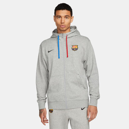 FC Barcelona Hooded Jacket - Grey/Blue/Red