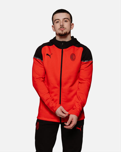 AC Milan Casuals Hooded Jacket - Black/Red