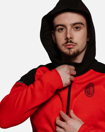 AC Milan Casuals Hooded Jacket - Black/Red