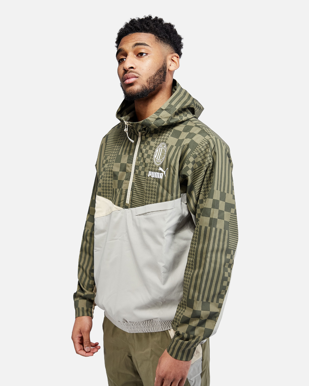 AC Milan Hoodie - Khaki/Grey